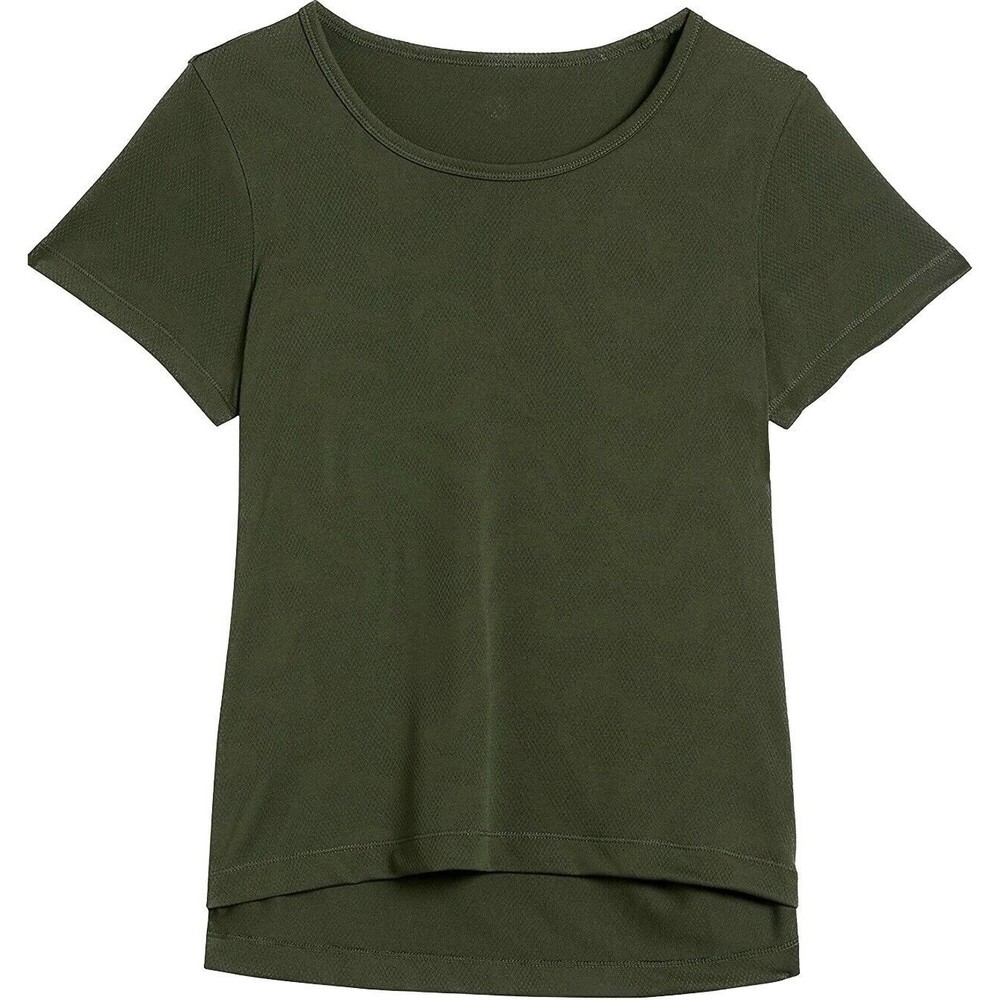 Women Top Medium Short Sleeves Jacquard Mesh Green Olive